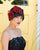 0402ODV Odette, velour finished felt, black with scarlet