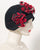0402ODV Odette, velour finished felt, black with scarlet