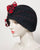 0402ODV Odette, velour finished felt, black with scarlet
