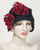 0402ODV Odette, velour finished felt, black with scarlet