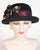 0652RDV Roll Brim Derby, velour, black with multi