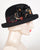 0652RDV Roll Brim Derby, velour, black with multi