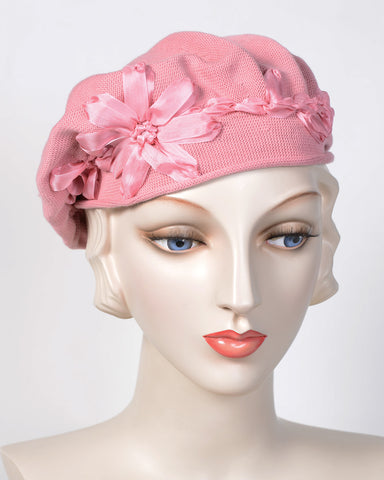 0795SBC Small Beret, cotton, antique rose