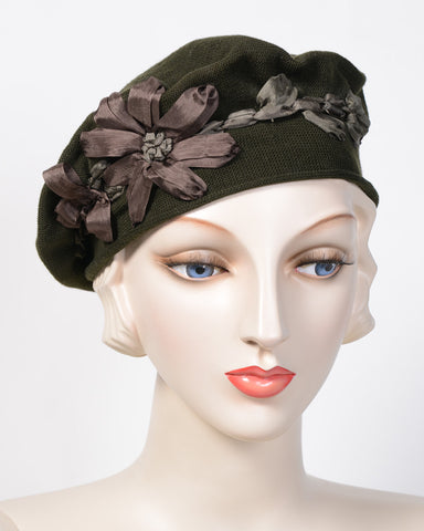 0795SBC Small Beret, cotton, olive