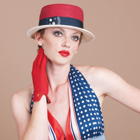 7334HPPL Harper, cherry/cream with midnight