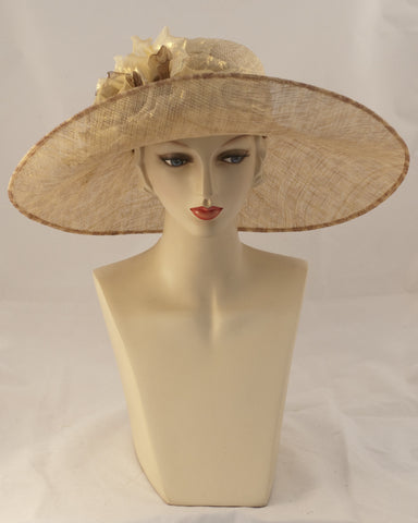 0930NWSP Newport, Parisisal crown/sinamay brim, tea/leopard